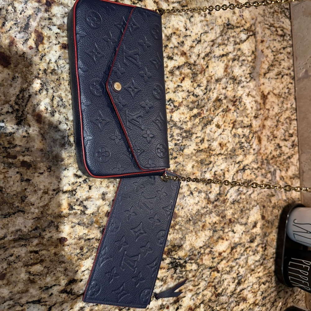 Louis Vuitton Felicie Pochette Navy Blue/Red
